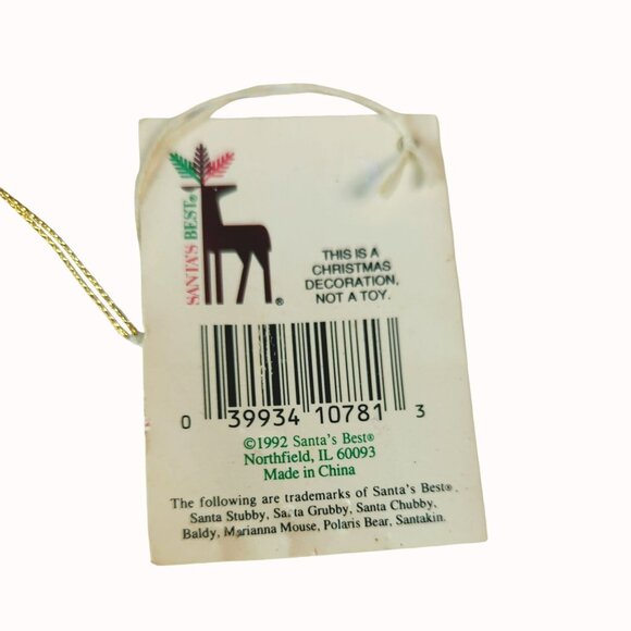 Vintage 1992 Santas Best Baldy Santakins Bendable Christmas Ornament - Picture 6 of 6